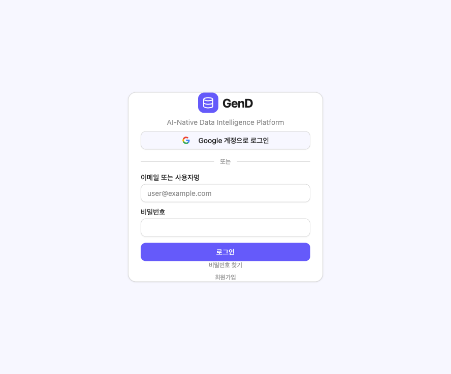 Login page