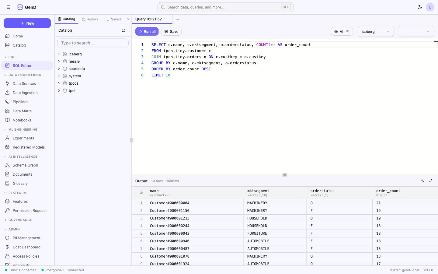쿼리 실행 결과