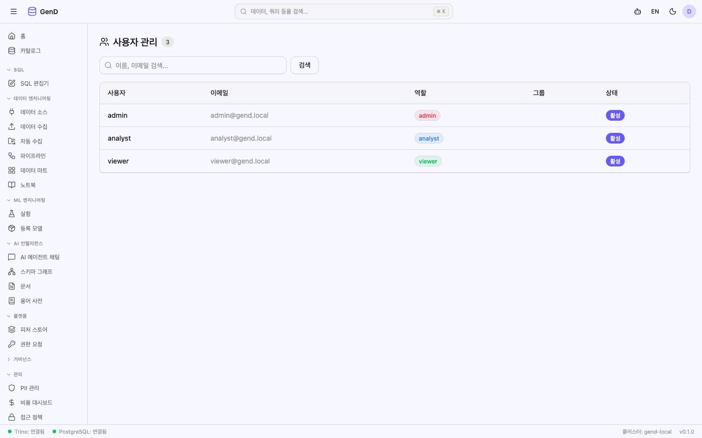 사용자 관리 페이지